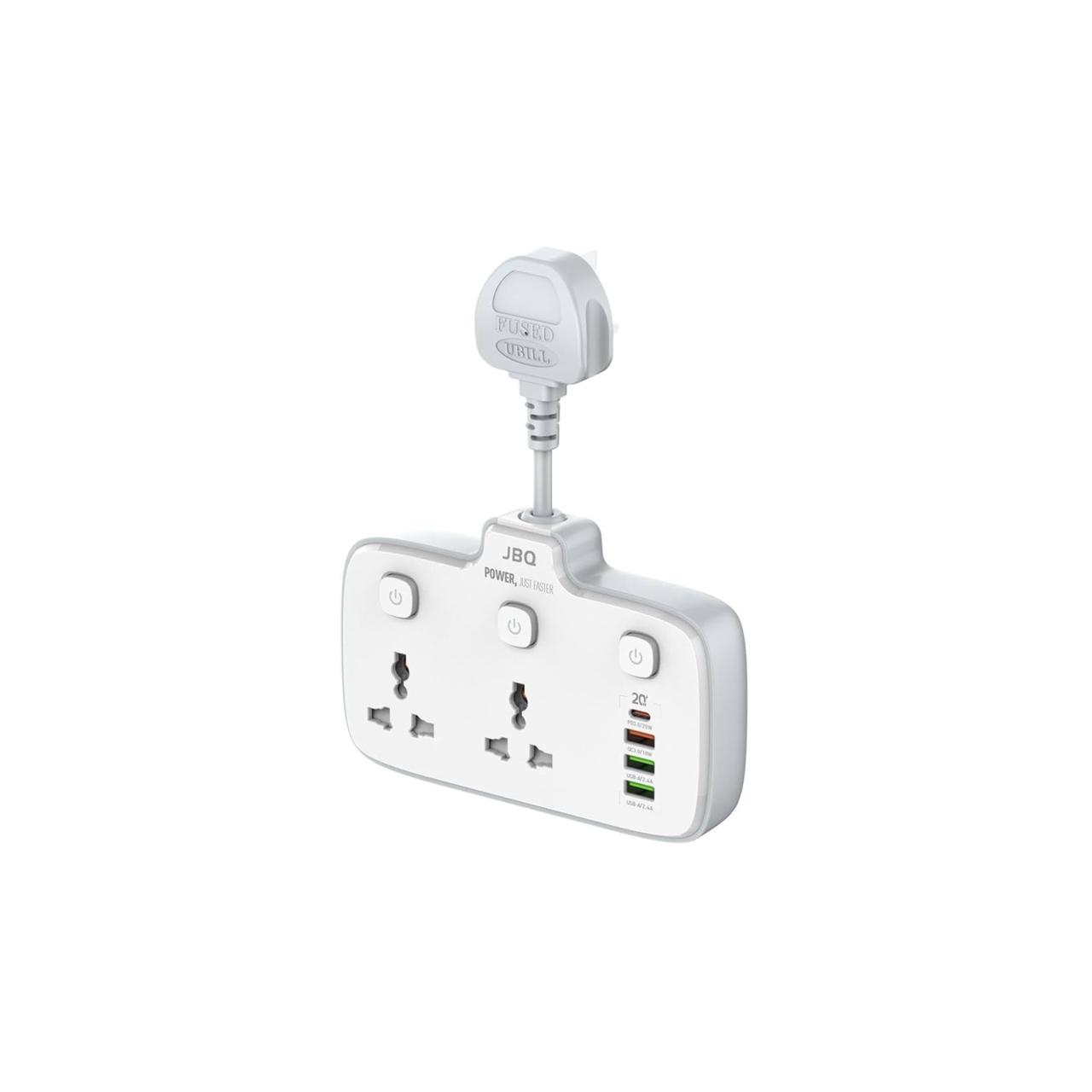 JBQ PowerStrip with USB Ports and 2 Universal Outlets Surge Protector Extension