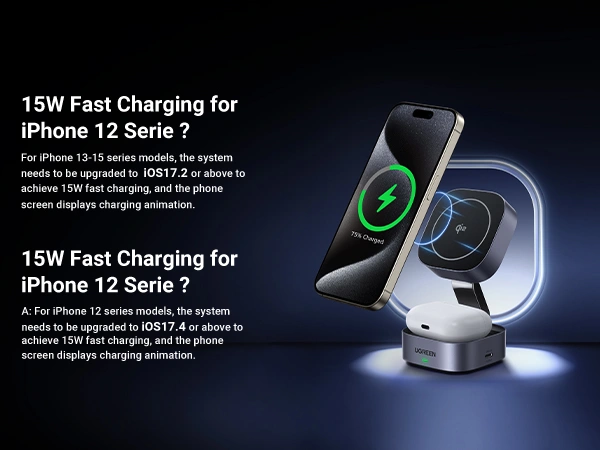 UGREEN 15W 2-in-1 Qi2 Magnetic Wireless Charger 2 UGREEN 2 in 1 Magnetic Wireless Charger 15W W702 Ugreensl 16