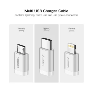 UGREEN 3 in 1 USB2.0 A Multifunction Cable with Braid 1.5m Silver White US186 ugreensl 6