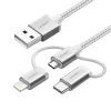 UGREEN 3 in 1 USB2.0 A Multifunction Cable with Braid 1.5m Silver White US186 ugreensl 8 e1736357551292