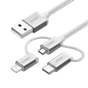 UGREEN MFi Certification 3-in-1 USB-A 2.0 Multifunction 1.5 Meter Cable with Braid