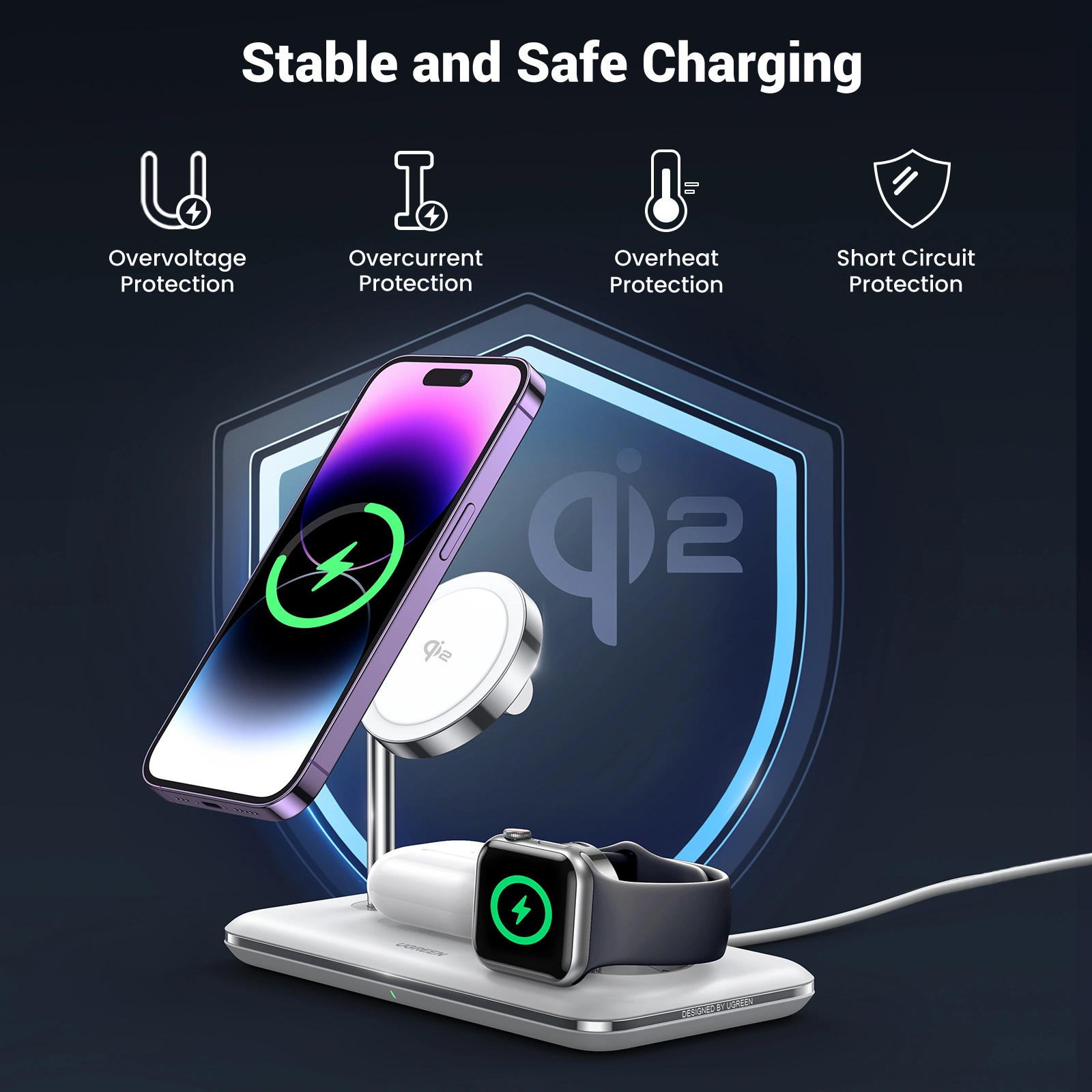 UGREEN 3-in-1 Wireless Charger 3 UGREEN 3 in 1 Wireless Charger CD278 90326 1 Year Warranty ugreenlk 1 3