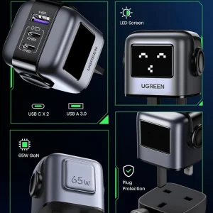 UGREEN 65W UNO RG GaN Fast Charging Adapter 5 UGREEN UNO RG 65W GaN 2 Type C 1 USB Fast Charger UK CD361 25686 Ugreenlk 7